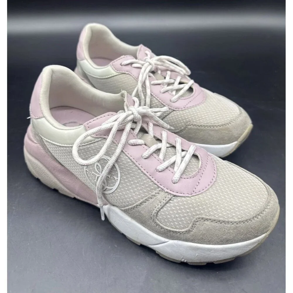 GUESS Women's SPEED6 Gray Purple Faux Leather‎ Lace Up Athletic Sneaker Shoe 8